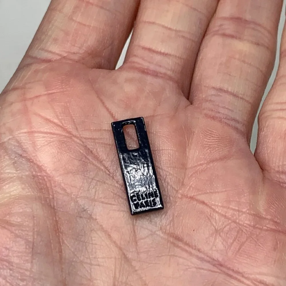 CELINE Paris Authentic Replacement Zipper Pull Dark Silver Metal 0.75"L - Picture 6 of 11